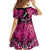 Personalised Aotearoa Matariki Kid Short Sleeve Dress Pink Fern Maori Poutama