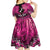 Personalised Aotearoa Matariki Kid Short Sleeve Dress Pink Fern Maori Poutama