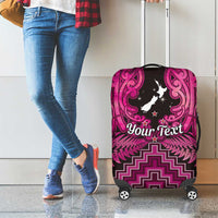 Personalised Aotearoa Matariki Luggage Cover Pink Fern Maori Poutama LT01 - Polynesian Pride