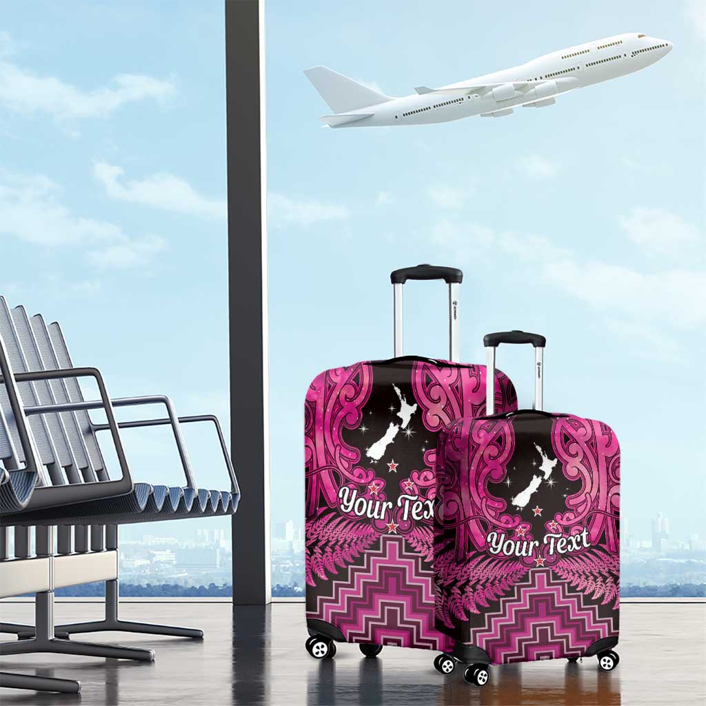 Personalised Aotearoa Matariki Luggage Cover Pink Fern Maori Poutama LT01 - Polynesian Pride