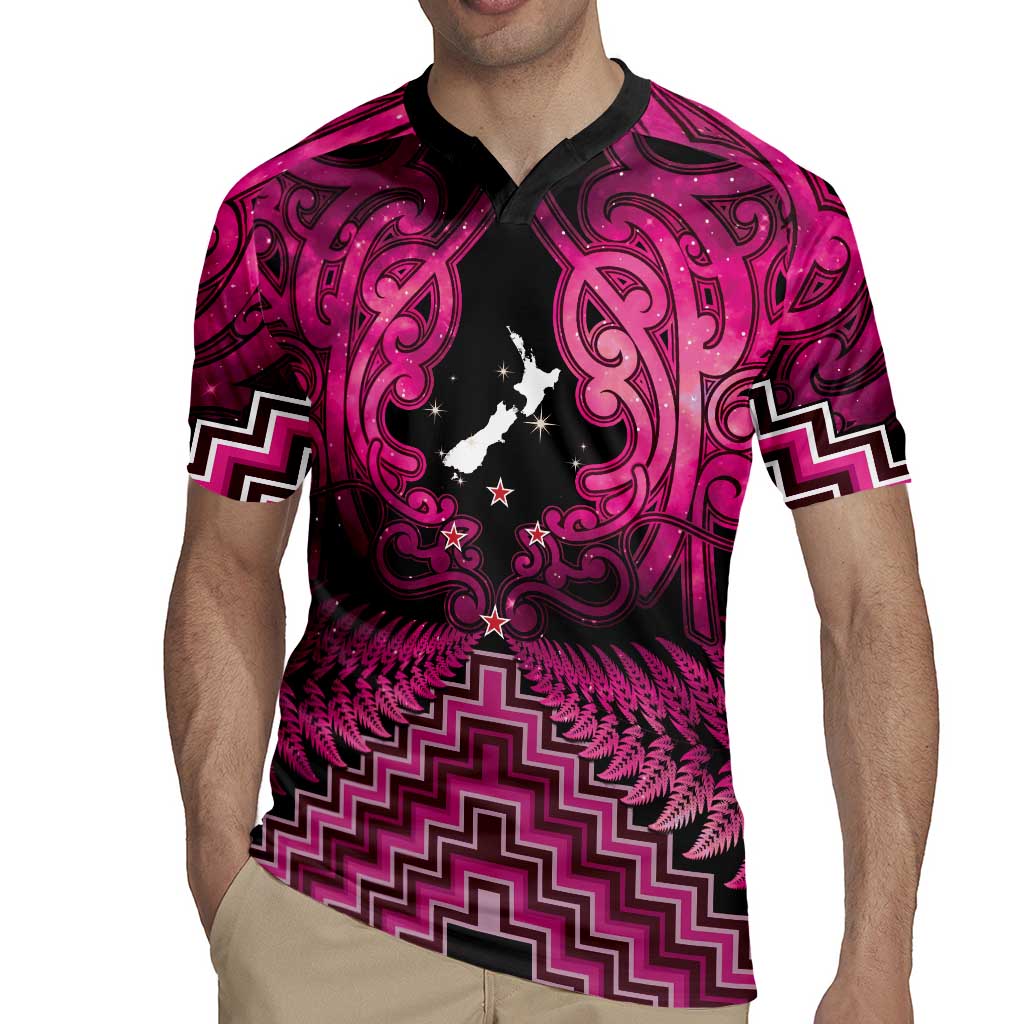 Personalised Aotearoa Matariki Rugby Jersey Pink Fern Maori Poutama