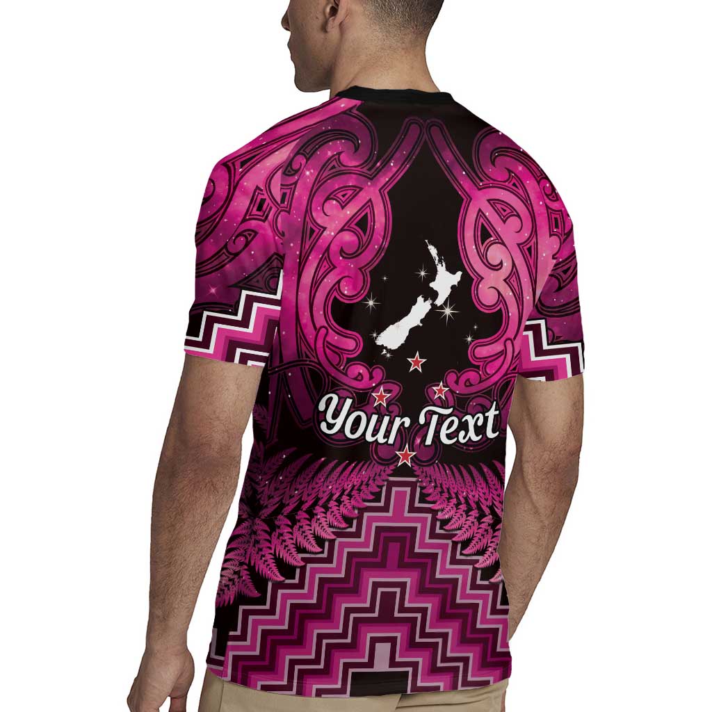 Personalised Aotearoa Matariki Rugby Jersey Pink Fern Maori Poutama