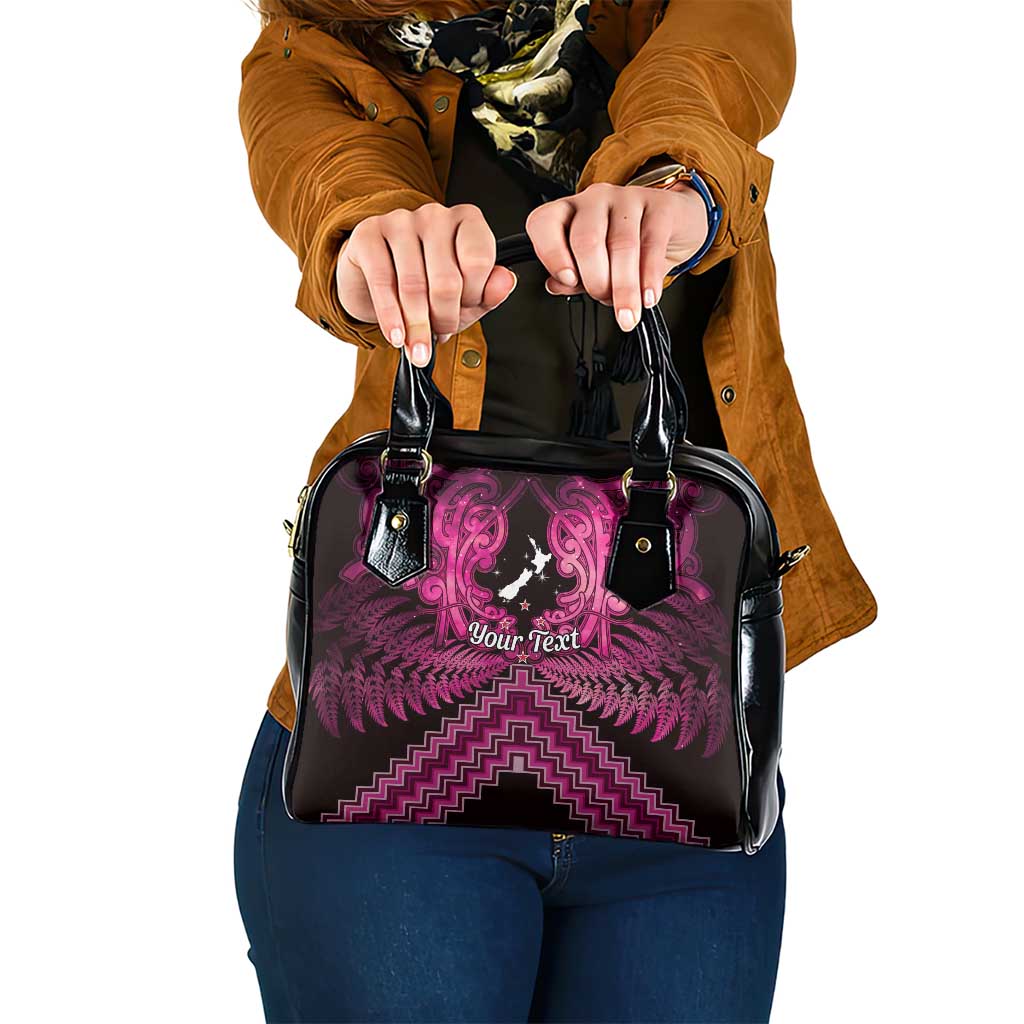 Personalised Aotearoa Matariki Shoulder Handbag Pink Fern Maori Poutama LT01 One Size Pink - Polynesian Pride