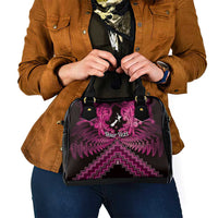 Personalised Aotearoa Matariki Shoulder Handbag Pink Fern Maori Poutama LT01 - Polynesian Pride