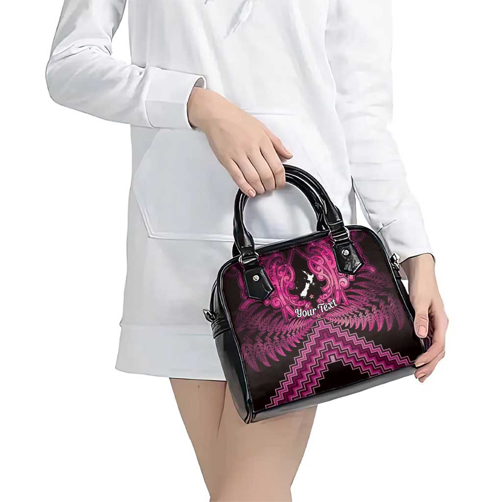 Personalised Aotearoa Matariki Shoulder Handbag Pink Fern Maori Poutama LT01 - Polynesian Pride