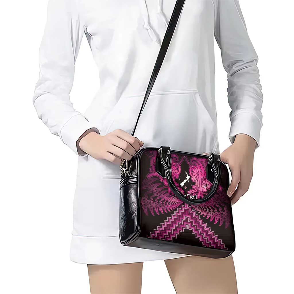 Personalised Aotearoa Matariki Shoulder Handbag Pink Fern Maori Poutama LT01 - Polynesian Pride