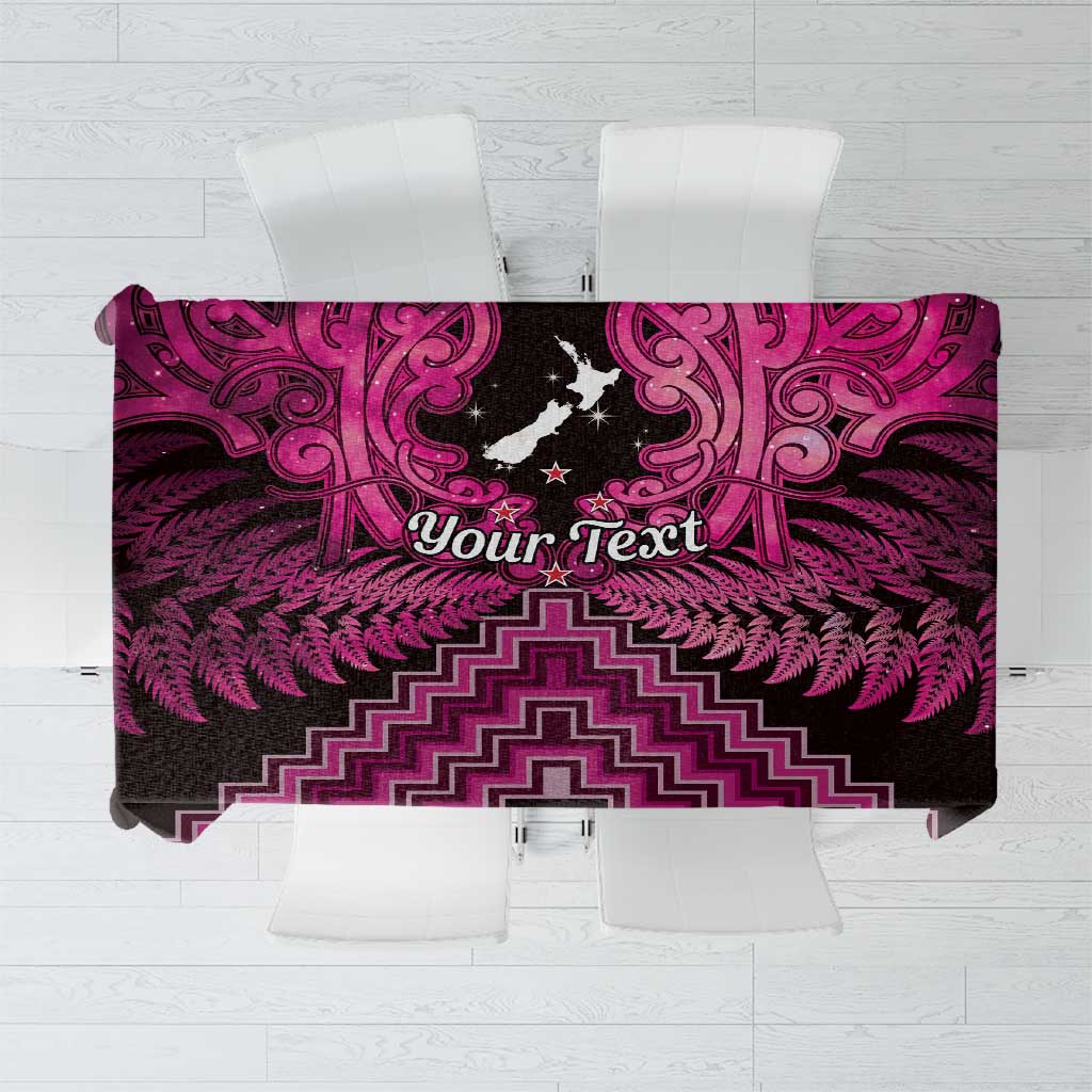 Personalised Aotearoa Matariki Tablecloth Pink Fern Maori Poutama