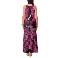 Personalised Aotearoa Matariki Tank Maxi Dress Pink Fern Maori Poutama