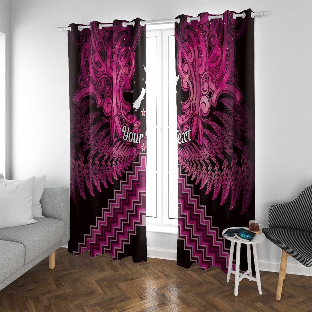 Personalised Aotearoa Matariki Window Curtain Pink Fern Maori Poutama