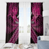 Personalised Aotearoa Matariki Window Curtain Pink Fern Maori Poutama