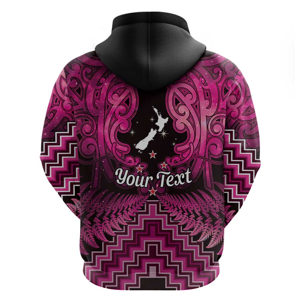 Personalised Aotearoa Matariki Zip Hoodie Pink Fern Maori Poutama LT01 - Polynesian Pride