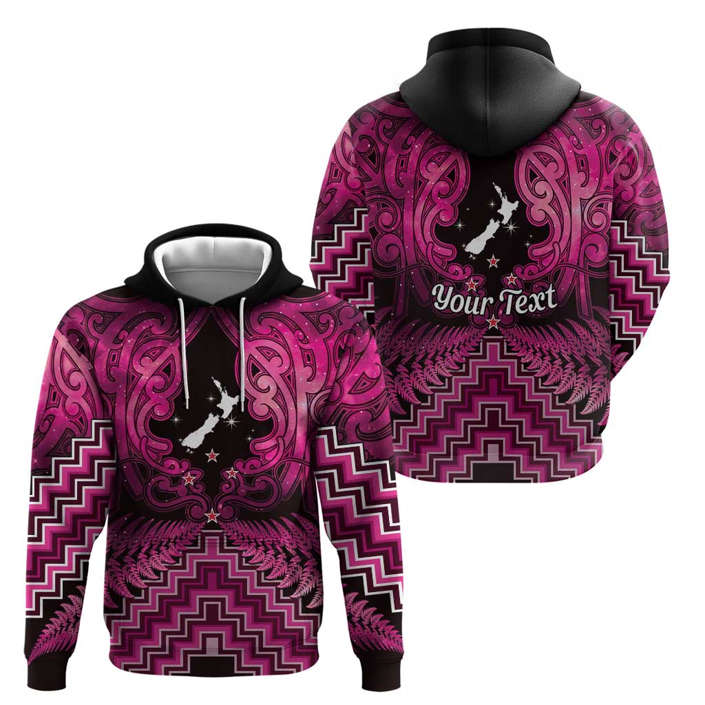 Personalised Aotearoa Matariki Zip Hoodie Pink Fern Maori Poutama LT01 - Polynesian Pride