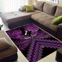 Personalised Aotearoa Matariki Area Rug Purple Fern Maori Poutama