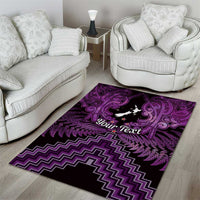 Personalised Aotearoa Matariki Area Rug Purple Fern Maori Poutama