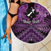 Personalised Aotearoa Matariki Beach Blanket Purple Fern Maori Poutama