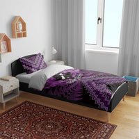 Personalised Aotearoa Matariki Bedding Set Purple Fern Maori Poutama
