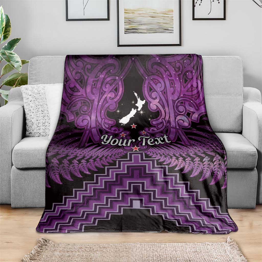 Personalised Aotearoa Matariki Blanket Purple Fern Maori Poutama