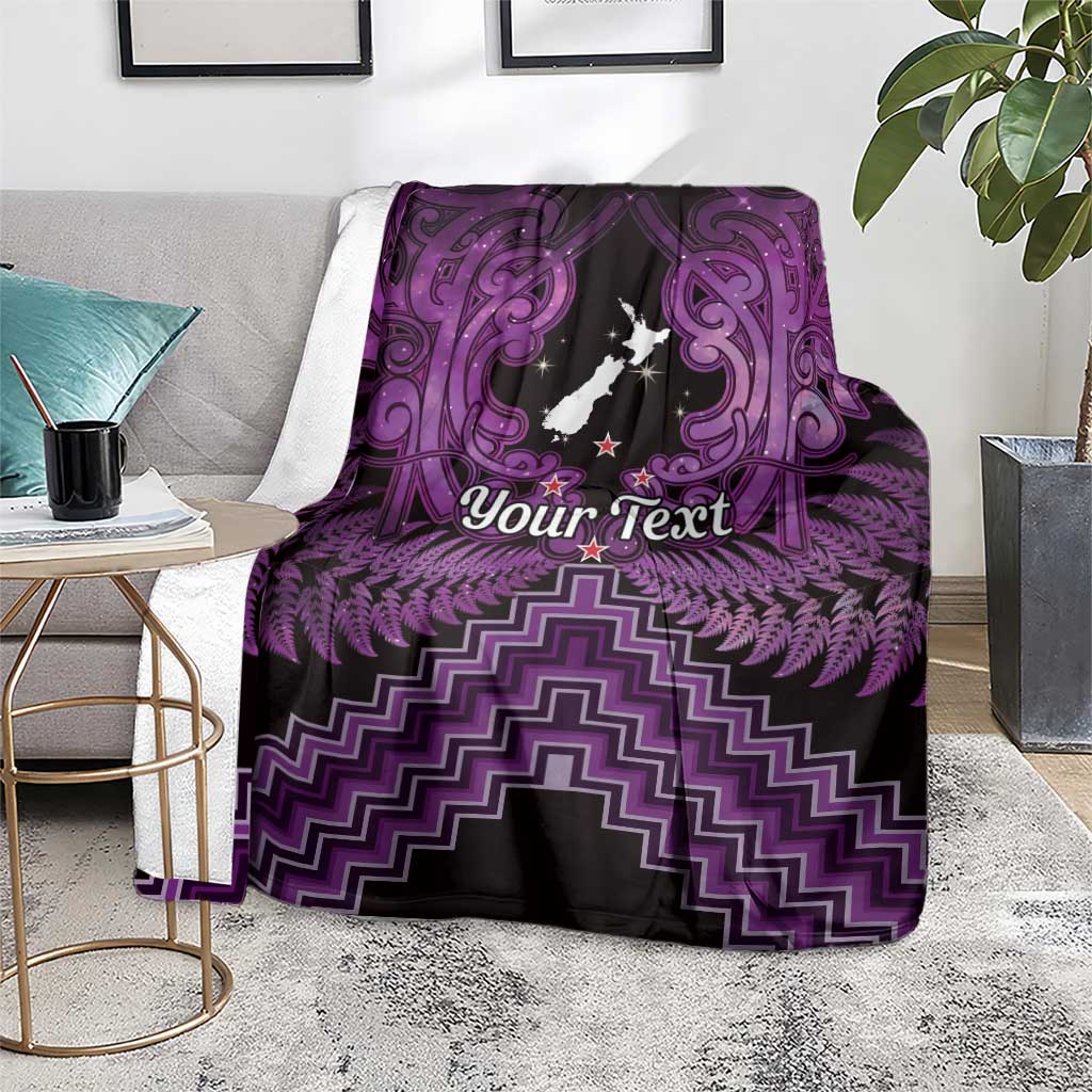 Personalised Aotearoa Matariki Blanket Purple Fern Maori Poutama