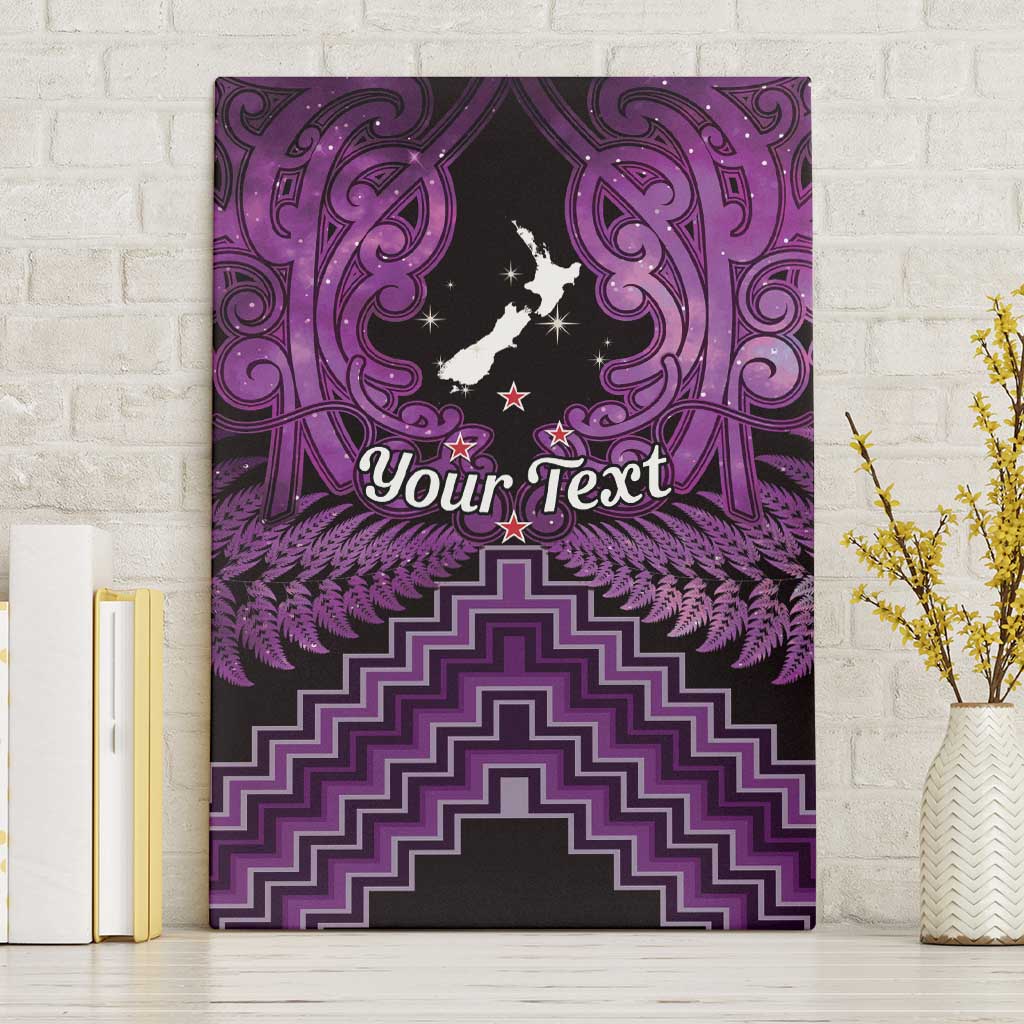 Personalised Aotearoa Matariki Canvas Wall Art Purple Fern Maori Poutama