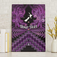 Personalised Aotearoa Matariki Canvas Wall Art Purple Fern Maori Poutama