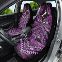 Personalised Aotearoa Matariki Car Seat Cover Purple Fern Maori Poutama