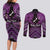 Personalised Aotearoa Matariki Couples Matching Long Sleeve Bodycon Dress and Long Sleeve Button Shirt Purple Fern Maori Poutama