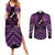 Personalised Aotearoa Matariki Couples Matching Summer Maxi Dress and Long Sleeve Button Shirt Purple Fern Maori Poutama