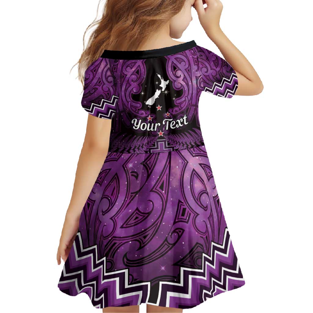 Personalised Aotearoa Matariki Family Matching Mermaid Dress and Hawaiian Shirt Purple Fern Maori Poutama