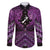 Personalised Aotearoa Matariki Family Matching Off Shoulder Short Dress and Hawaiian Shirt Purple Fern Maori Poutama