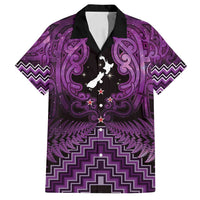 Personalised Aotearoa Matariki Family Matching Tank Maxi Dress and Hawaiian Shirt Purple Fern Maori Poutama