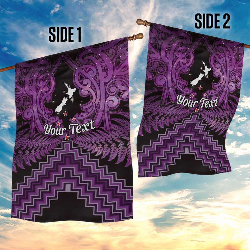 Personalised Aotearoa Matariki Garden Flag Purple Fern Maori Poutama