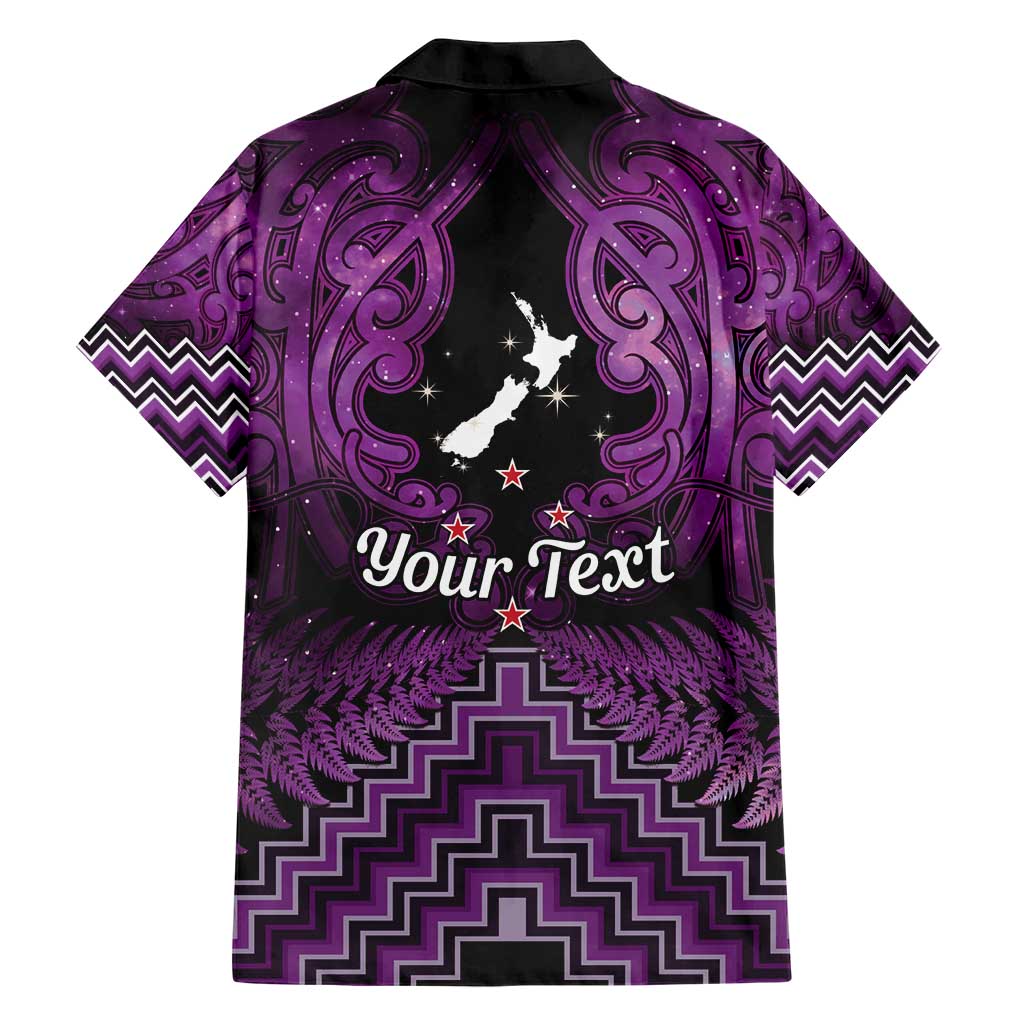 Personalised Aotearoa Matariki Hawaiian Shirt Purple Fern Maori Poutama