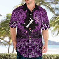 Personalised Aotearoa Matariki Hawaiian Shirt Purple Fern Maori Poutama