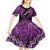 Personalised Aotearoa Matariki Kid Short Sleeve Dress Purple Fern Maori Poutama