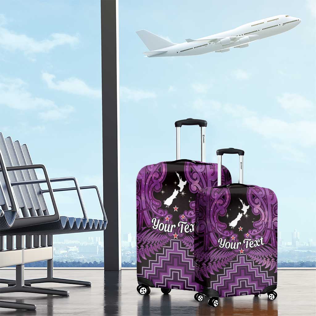 Personalised Aotearoa Matariki Luggage Cover Purple Fern Maori Poutama LT01 - Polynesian Pride