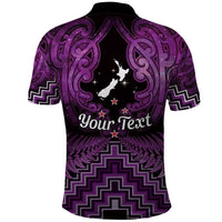 Personalised Aotearoa Matariki Polo Shirt Purple Fern Maori Poutama