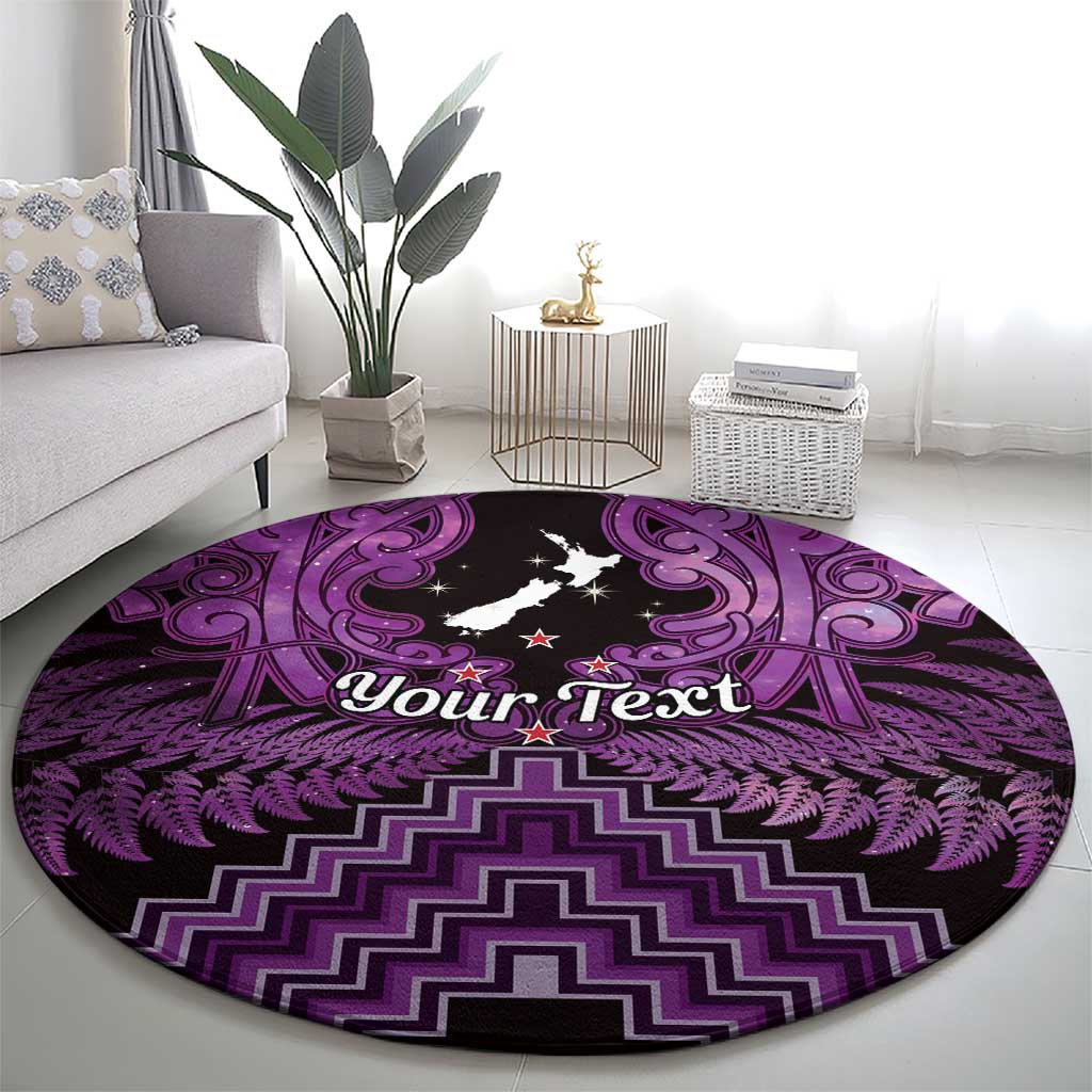 Personalised Aotearoa Matariki Round Carpet Purple Fern Maori Poutama