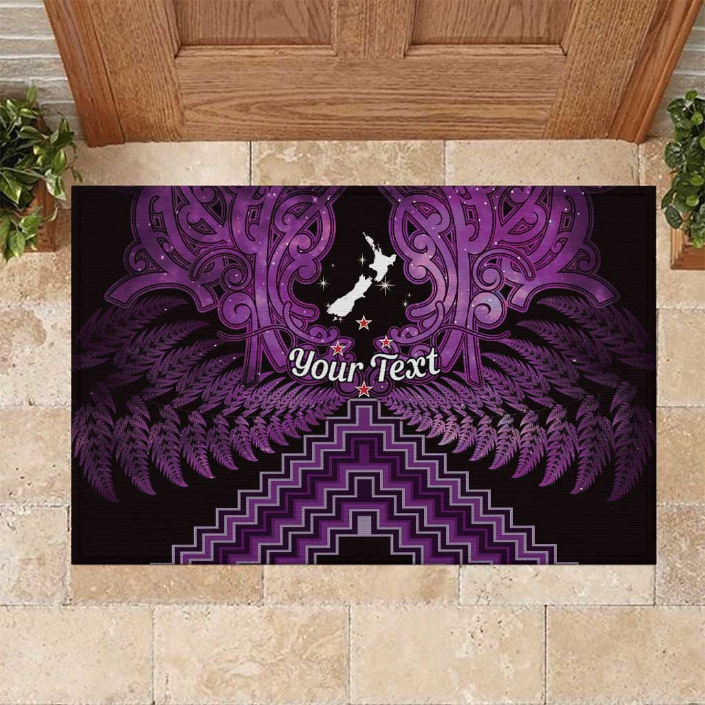 Personalised Aotearoa Matariki Rubber Doormat Purple Fern Maori Poutama