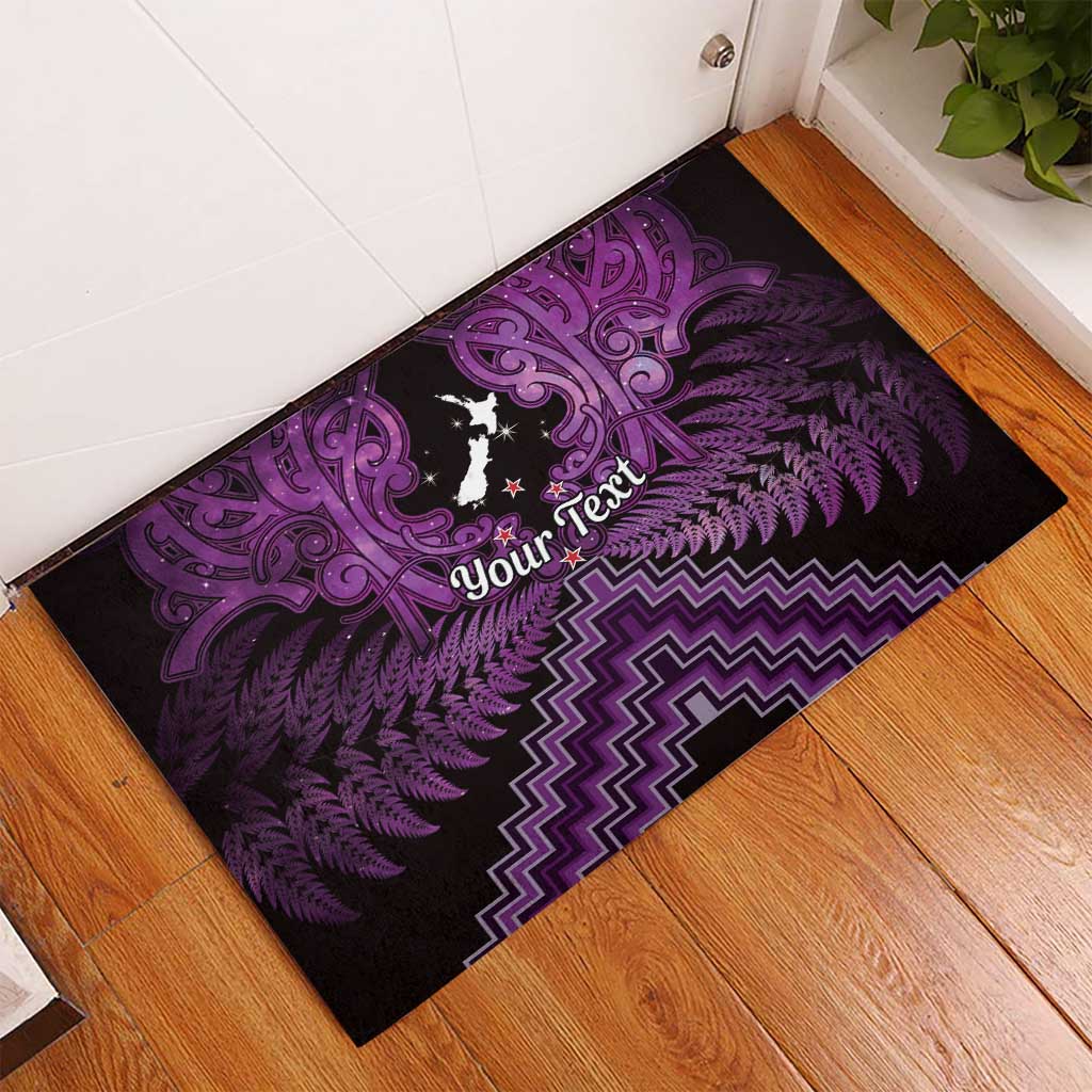 Personalised Aotearoa Matariki Rubber Doormat Purple Fern Maori Poutama