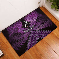 Personalised Aotearoa Matariki Rubber Doormat Purple Fern Maori Poutama
