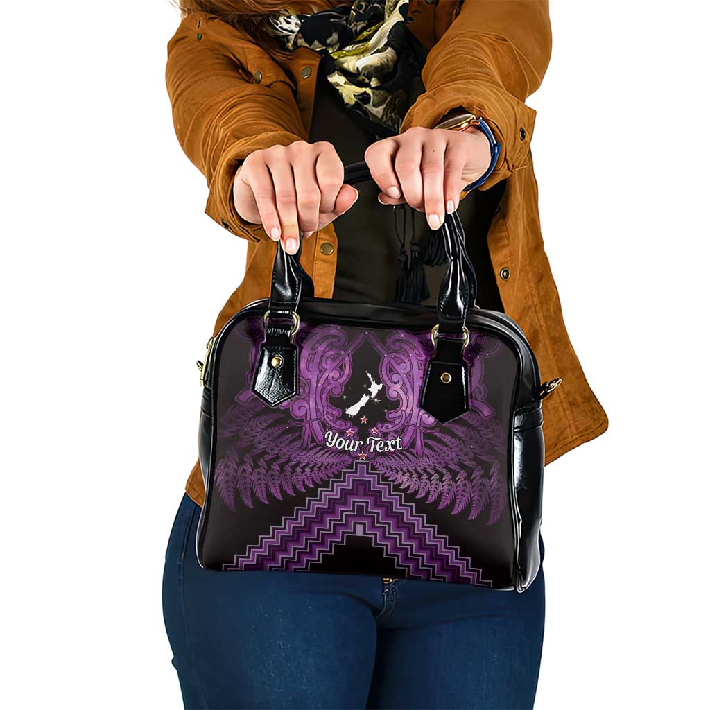 Personalised Aotearoa Matariki Shoulder Handbag Purple Fern Maori Poutama LT01 One Size Purple - Polynesian Pride