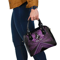 Personalised Aotearoa Matariki Shoulder Handbag Purple Fern Maori Poutama LT01 - Polynesian Pride