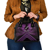 Personalised Aotearoa Matariki Shoulder Handbag Purple Fern Maori Poutama LT01 - Polynesian Pride
