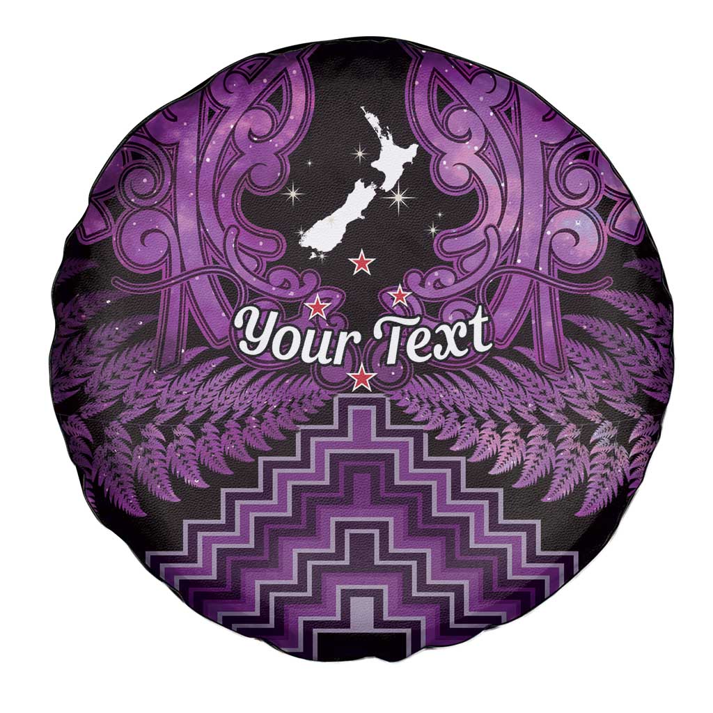 Personalised Aotearoa Matariki Spare Tire Cover Purple Fern Maori Poutama