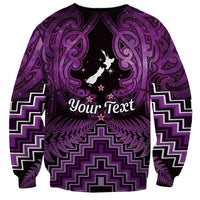 Personalised Aotearoa Matariki Sweatshirt Purple Fern Maori Poutama