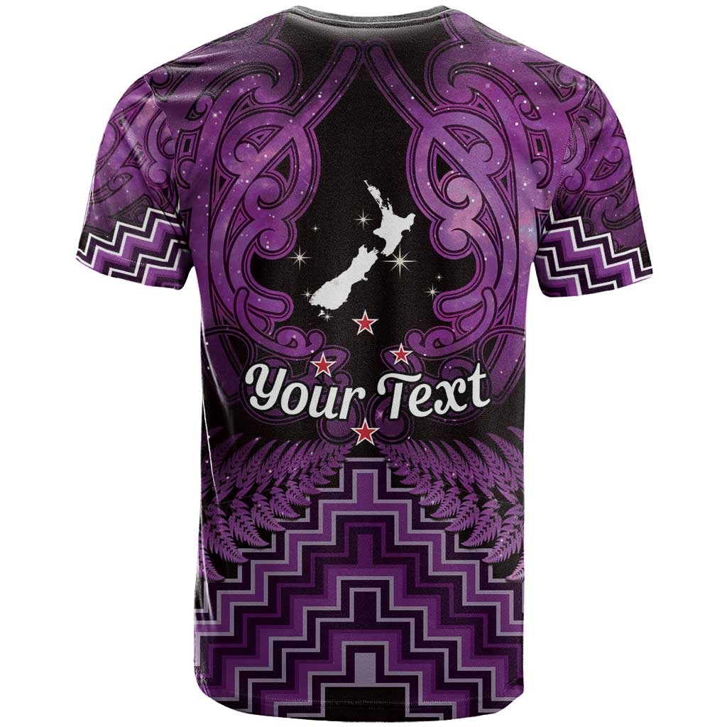 Personalised Aotearoa Matariki T Shirt Purple Fern Maori Poutama