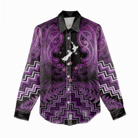 Personalised Aotearoa Matariki Women Casual Shirt Purple Fern Maori Poutama