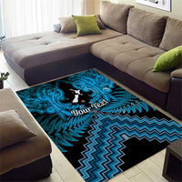Personalised Aotearoa Matariki Area Rug Turquoise Fern Maori Poutama