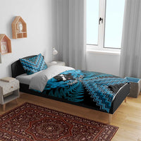 Personalised Aotearoa Matariki Bedding Set Turquoise Fern Maori Poutama