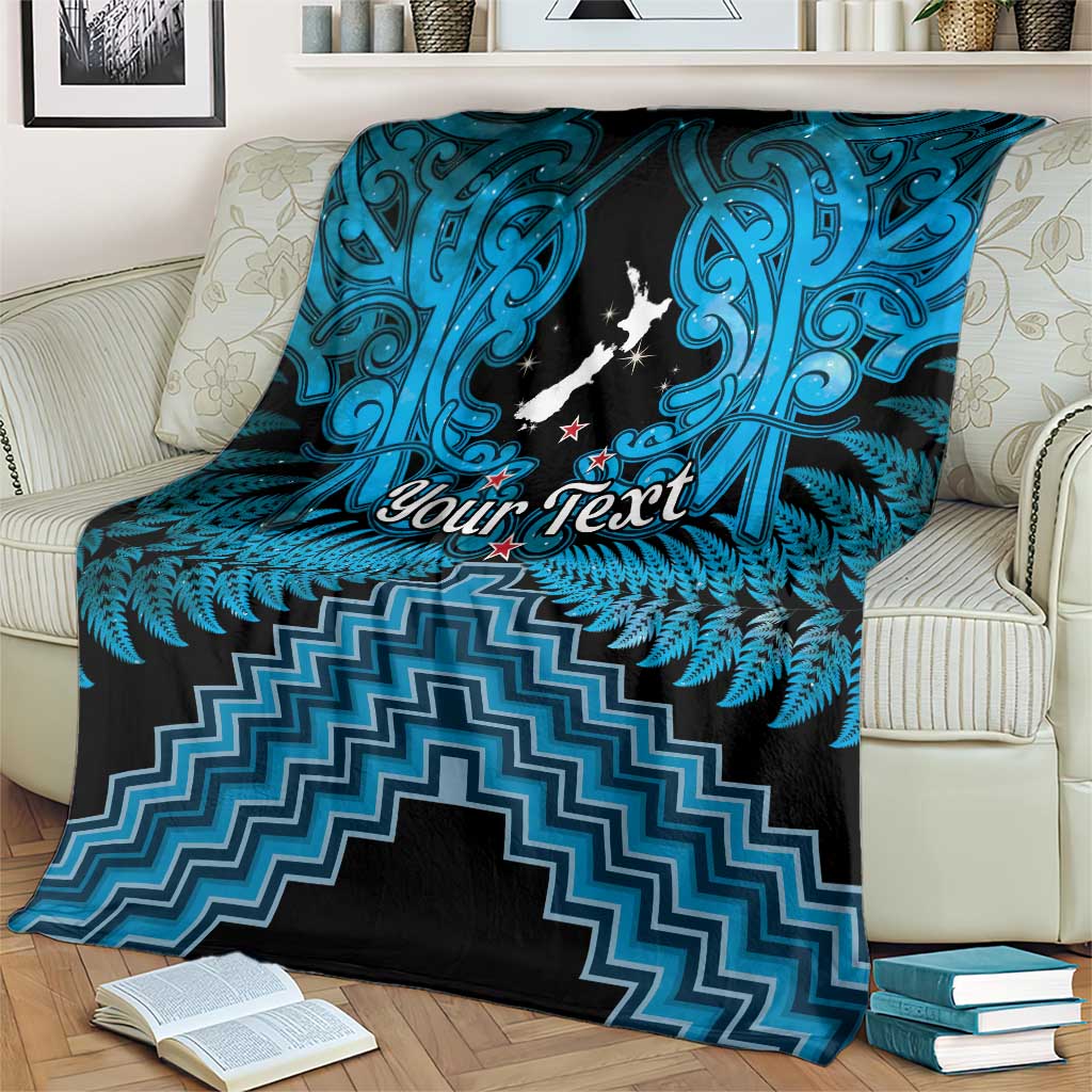 Personalised Aotearoa Matariki Blanket Turquoise Fern Maori Poutama